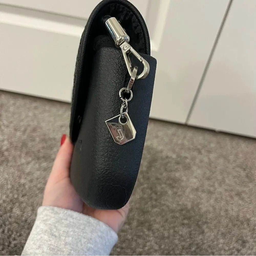 JU’STO Modular Black Woven crossbody flap bag
